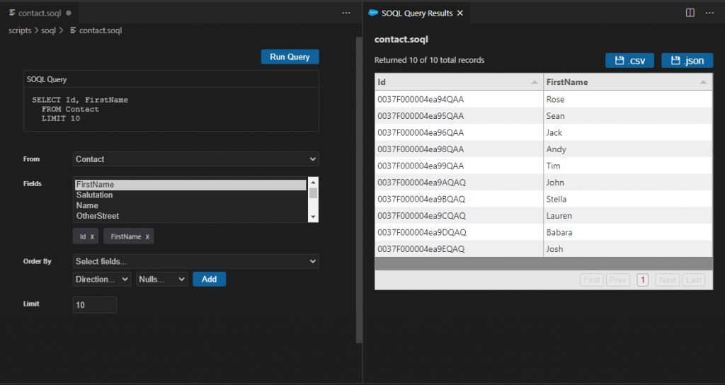 SOQL Query Builder Result